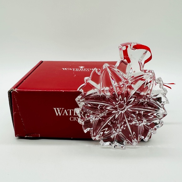 WATERFORD CRYSTAL Christmas Holiday Snowflake Ornament 4" x 3.5" With Box - Picture 12 of 16